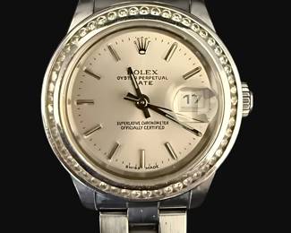 Women’s Rolex Oyster Perpetual Date with Diamond Bezel 78240 AUTHENTIC