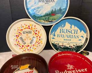 Vintage Busch, Budweiser, Flagstaff Serving Trays