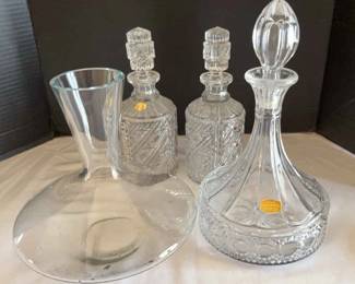 Lead Crystal Decanters and Glass Carafe