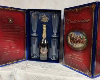 Budweiser Beer Limited Edition Bottle and Glasses Set and Vintage Growlers