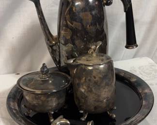 Vintage Silver On Copper Tea Set