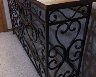 Metal and Distressed Wood Console Table