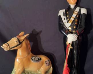 Vintage Decanters, Ezra Brooks MO State Mule, Liquore Galliano Soldier 