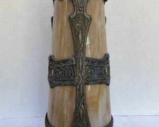 Art Nouveau Slag Glass Lamp Base
