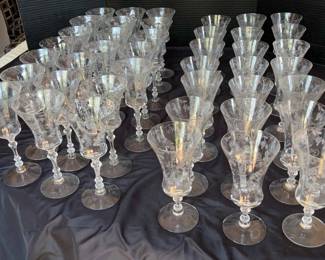 Elaine Etched Floral Crystal Wine Glasses