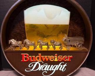 Vintage Budweiser Draught Barrel Bar Sign Shadow Box