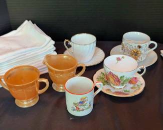 Vintage Teacups And Linens 