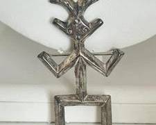 Vintage Native American Sterling Silver Sandcast Figure Design Pin (10.4 Grams)