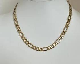 10K Gold Figaro Link Design Necklace - 19 3/4" (15.3 Grams)