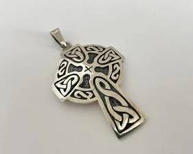 Large Sterling Silver Irish Cross Design Pendant (19.5 Grams)