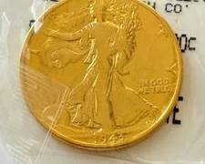 1943 Gold Plated Walking Liberty Silver Half Dollar