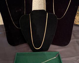 Gold chains in varying karats 
