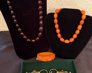 Cherry Amber Bakelite and Rare Hubert Herman Style Buckle 