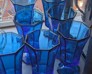 Independence cobalt blue glass goblets