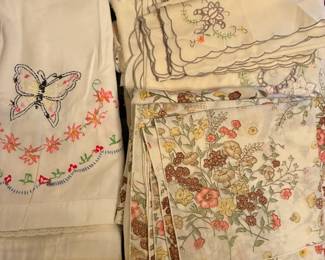 Vintage table linens and tea towels
