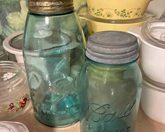 Ball jars- blue glass