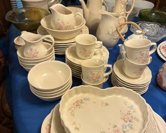 Set of Pfaltgraff Tea Rose dinnerware and serveware