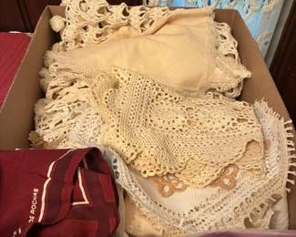 Vintage doilies and handkerchiefs