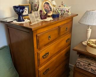 Vintage Bedroom set including chest of drawers, night stand, dresser, and twin bed frame