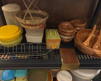 Vintage serving pieces and vintage Tupperware