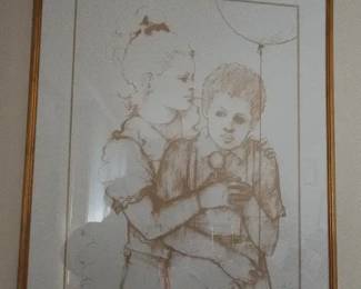 Signed and Numbered Roman Santiago Children w Balloon