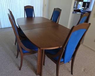  02 MCM Brutalist Style Dining Table W Tobago Meubles Chairs
