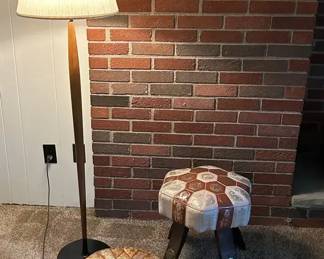 MCM Standing Lamp With Egyption Style Ottoman Pouf 