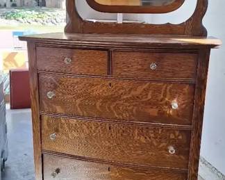 Antique Oak Dresser with Mirror Early 1900s style