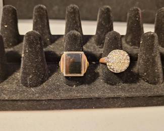 His Black Onyx Sterling silver And Hers Vintage Dome cocktail Rings