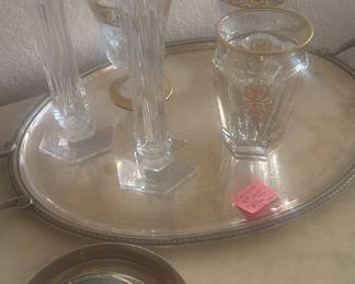 St Louis crystal and Baccarat crystal 
Christofle Platter