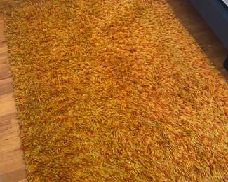 70s orange & gold shag throw rug