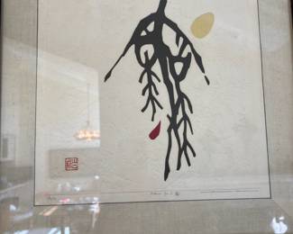 Japanese Woodblock Print " Poem 70-5 " by Haku Maki