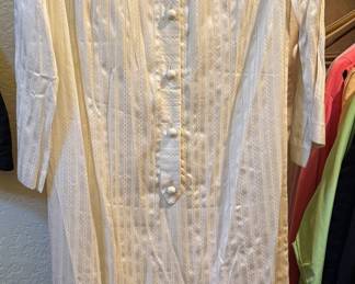 Circa 1970s Miss Jackson's Cream Pleated Button Down Shirtdress