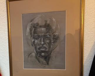 Framed & Matted Male Portrait Signed by Artist
