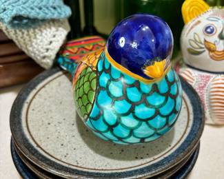 Ceramica Bariloche Multi Color Bird Figurine