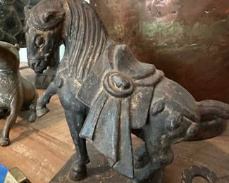 Cast Iron Chinese War Horse Sculpture