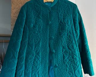 Circa 1960s Hong Kong Quilted Cotton Teal Jacket – Size XL