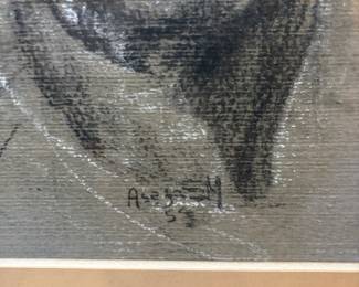 Framed & Matted Male Portrait Signed by Artist