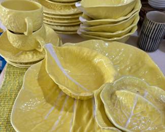 Secla Majolica Yellow Cabbage Leaf Dinnerware Set – Made in Portugal