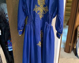 Blue & Gold Kaftan Style Dress