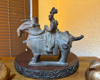 Stoneware Korean Warrior Riding Horse Figurine