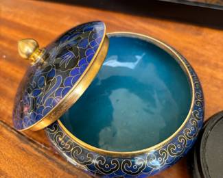 Blue Cloisonné Lidded Jar
