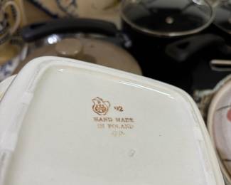 Ceramika Artystyczna Polish Pottery Baking Dishes, Cutting Board, Pair of Mugs, Dipping Bowl, Platter