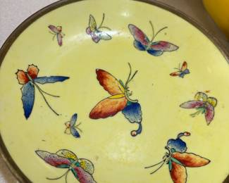 Japanese Porcelain Shallow Bowl with Butterfly Design – Decorated in Hong Kong