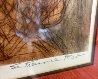 Framed & Matted Lithograph "Pianiste" by Etienne Ret