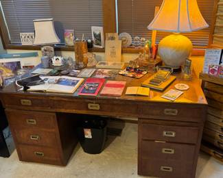 Military Campaign Style Double Pedestal Desk