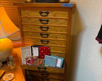 Circa Early 20th Century Oak Printer's Cabinet