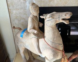 Chinese Tang Dynasty Style Terracotta Horse and Rider