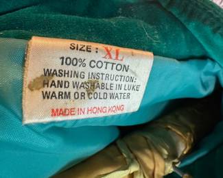 Circa 1960s Hong Kong Quilted Cotton Teal Jacket – Size XL