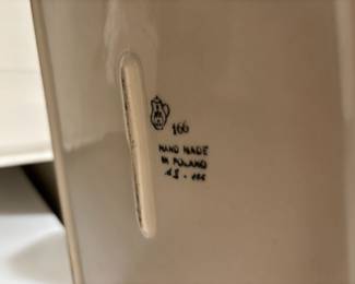 Ceramika Artystyczna Polish Pottery Square Baking Dish with Blue Floral Pattern